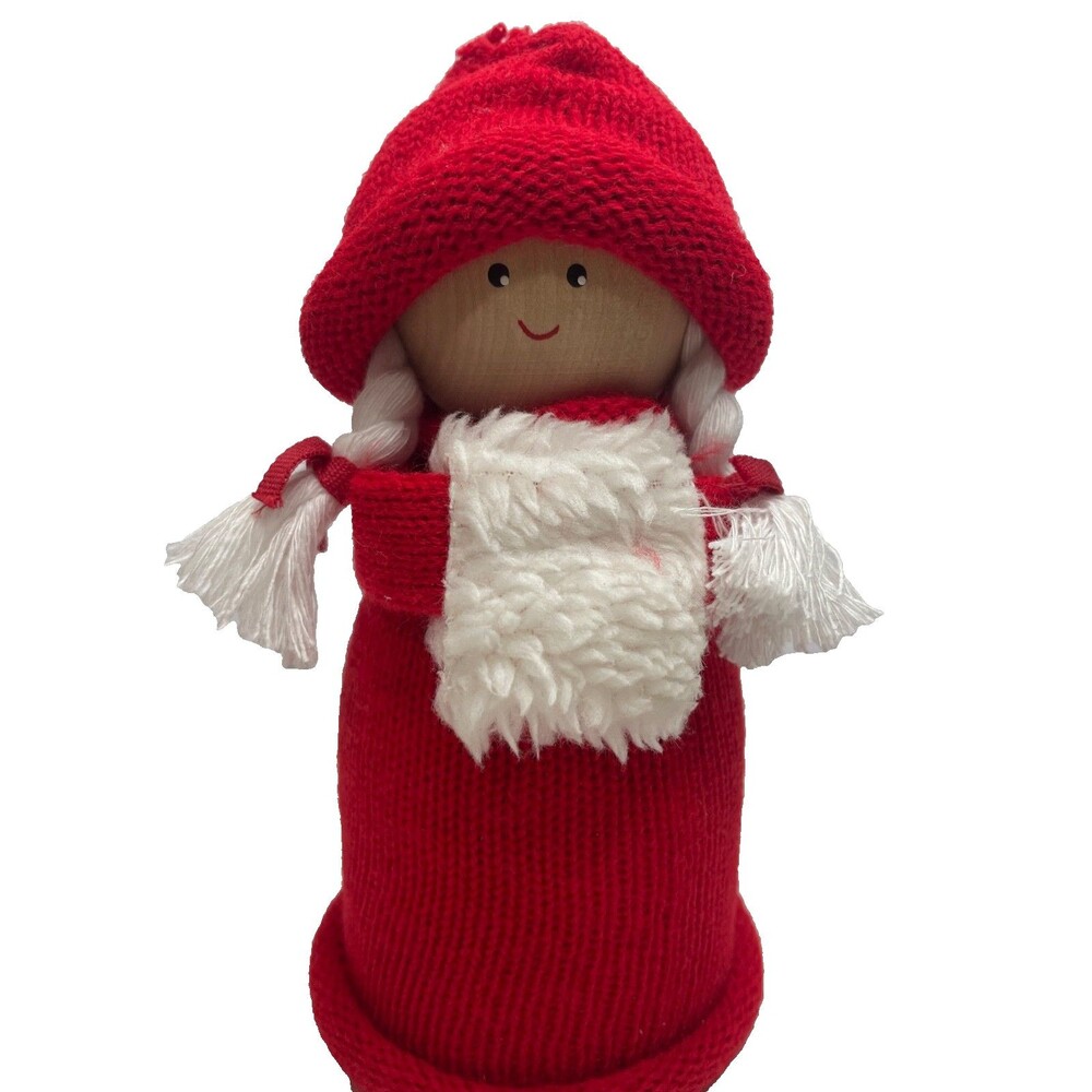 Nordic Winter Handmade Tranemo Santa Folk Girl Larssons Trä Sweden 6.25"H